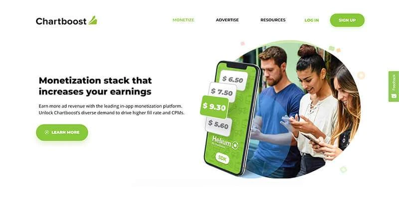 Screenshot of Chartboost website.