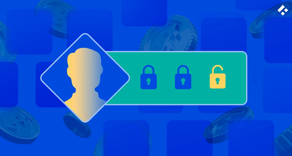 Illustration of a user profile with three padlocks, one unlocked, symbolizing secure access.