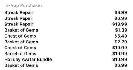 Screenshot of in-app-purchases