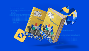 Yellow iOS-themed blog book cover with 'iOS Develop Development' title, symbolizing iOS app development expertise.