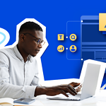 A Guide to React UI Testing (For Fintech Applications) 1 Developer working on a laptop with React logo and icons representing various user interface elements.