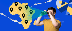 Person looking through binoculars at tech hubs in Africa