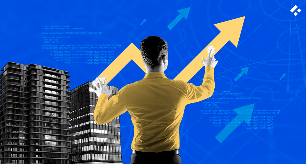 Person Interacting with Growth Arrows