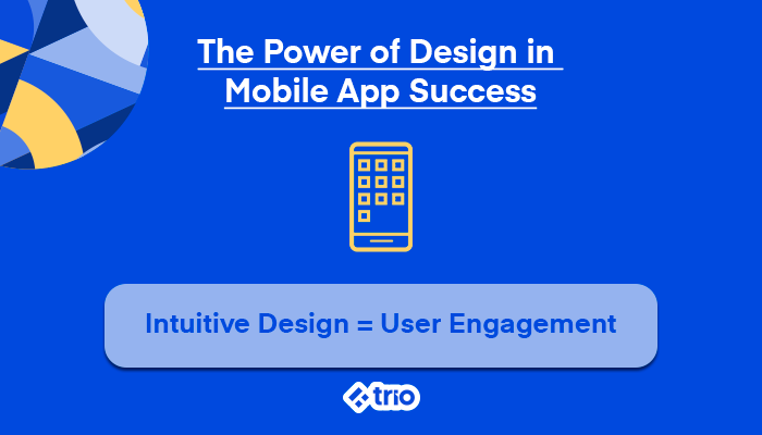 Mobile app icon and message showing how intuitive design leads to higher user engagement.