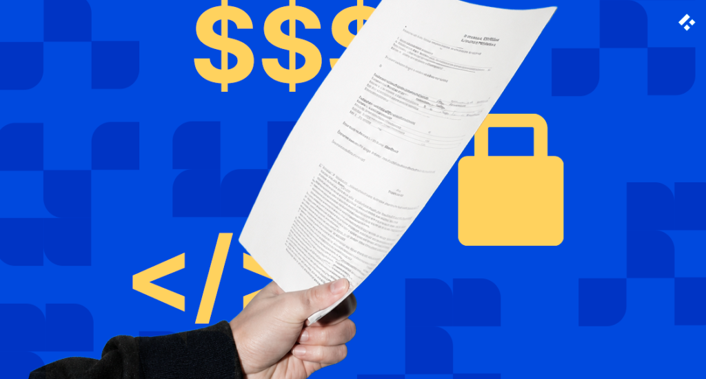 Hand holding a signed contract with a padlock icon, representing key clauses in a fintech NDA for contractors